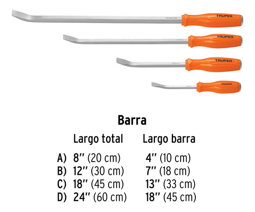 Juego Con 4 Barras De Palanca, Truper 101047