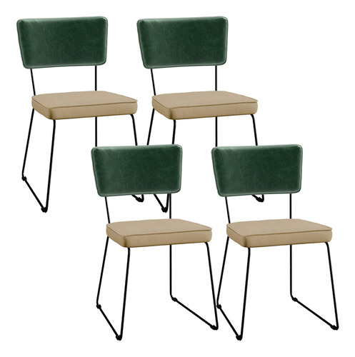 Kit 04 Cadeiras Cozinha Sala Allana Verde Linho Bege Escuro Cor Da Estrutura Da Cadeira Preto Desenho Do Tecido Liso Quantidade De Cadeiras Por Conjunto 4