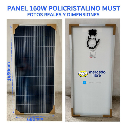 Imagen 8 de 10 de Kit Solar 1500w Completo Must 220v Panel 160w Bateria 100a