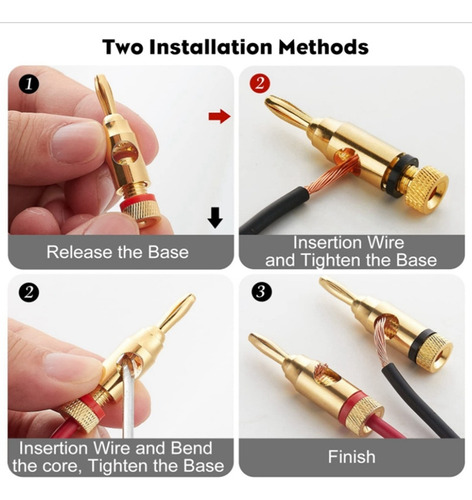Conector Tipo Banana Chapado En Oro, 6 Pares