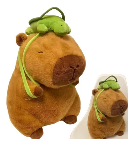 Mochila De Peluche Capibara De 23 Cm Y Forma De Tortuga