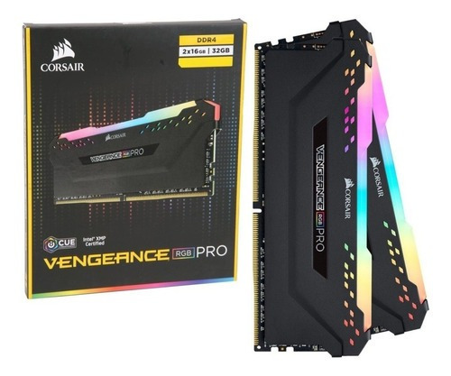 Memoria RAM Vengeance RGB Pro color negro  16GB 2 Corsair CMW16GX4M2Z4000C18