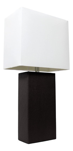 Elegant Designs Lt1025-blk Lámpara De Mesa Moderna De Cuero,