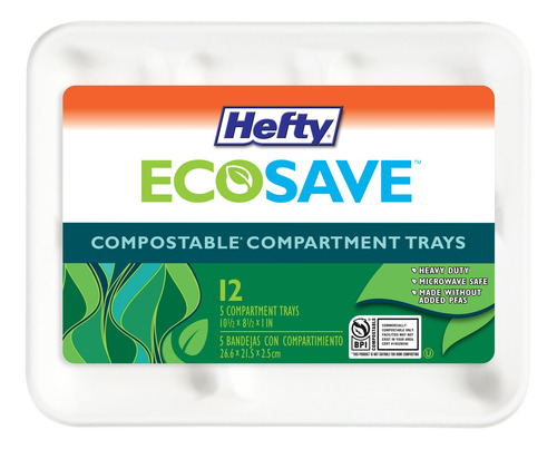 Bandejas De Papel Hefty Ecosave 100 Compostáveis Com 5 Compa