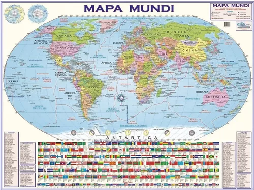 Mapa Mundi com nome de todos os paises e capitais