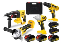 Comprar Kit Ferramentas 4 Em 1 Martelete Rotativo + Esmerilhadeira + Chave De Impacto + Parafusadeira 21v The Black Tools