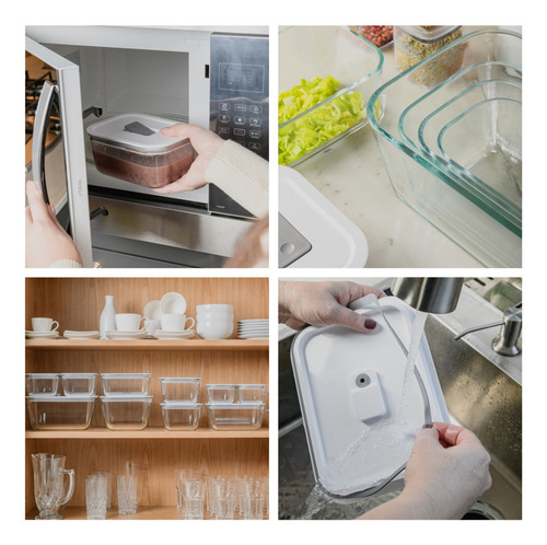 Kit 2 Pote De Vidro Hermético Multiuso 2,4l + 1,2l Ou Branco