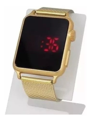 Relogio Feminino Led Digital Watch Dourado Gold Hora E Data