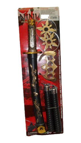 Set Kit Juego Ninja Katana Nunchaku Shuriken Puño Juguete 