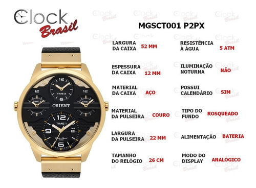 Imagem 7 de 10 de Relogio Masculino Orient Mgsct001 P2px Dourado