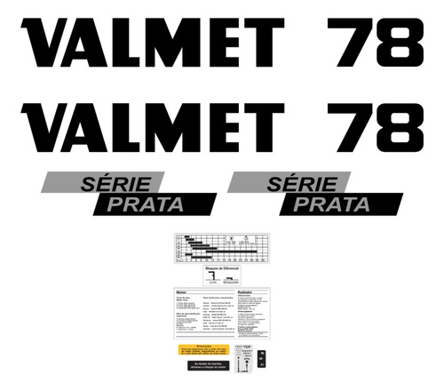 Kit Decalque Faixa Adesiva Trator Valtra Valmet 78 Etiqueta