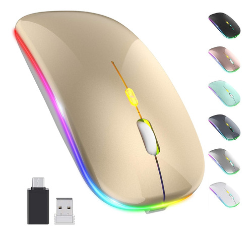 Ratón Inalámbrico Led Upgrade, Puerto Slim Silent Mouse De 2