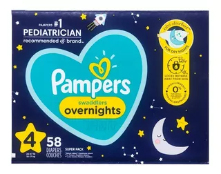 Pañales Pampers Overnights Swaddlers, Etapa 4, 58 Pañales