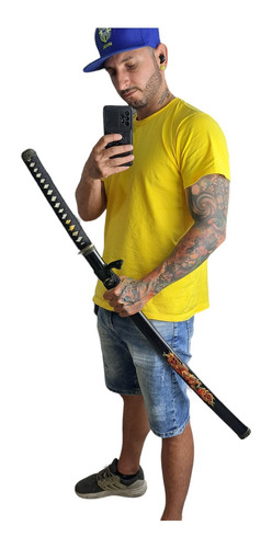 Espada Katana Ninja Samurai Dragão Vermelho Com Bainha