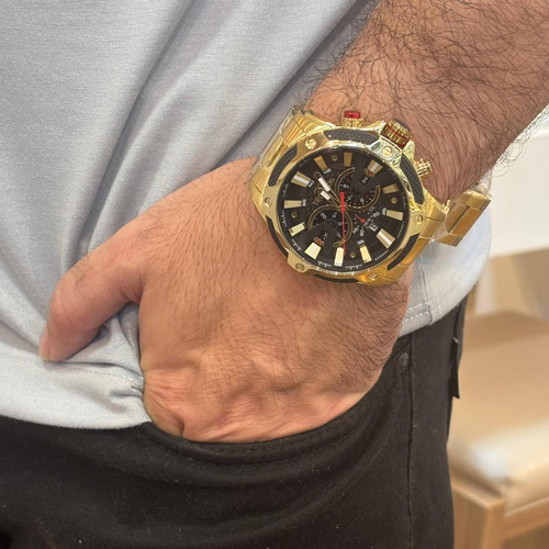 Relógio Technos Masculino Carbon Dourado - Js25bcb/1p Bisel Preto