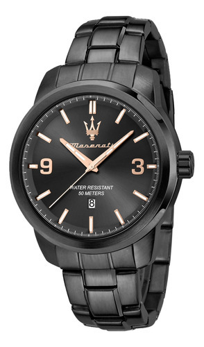 Reloj Para Caballero Maserati Modelo: R8853121008 Color de la correa Negro Color del bisel Negro Color del fondo Negro