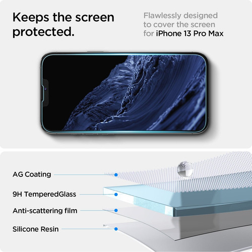 Imagem 4 de 4 de Película Spigen Ez Fit Glas.tr Para iPhone 13 Pro Max (2un)