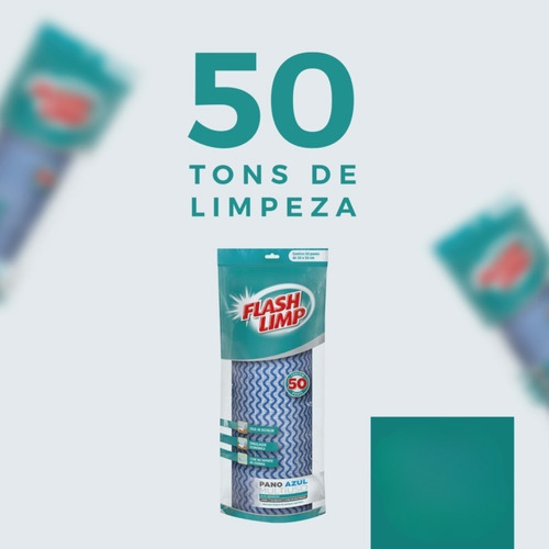Pano De Limpeza Flash Limp Bobina Rolo 50 Panos 21x29cm Azul