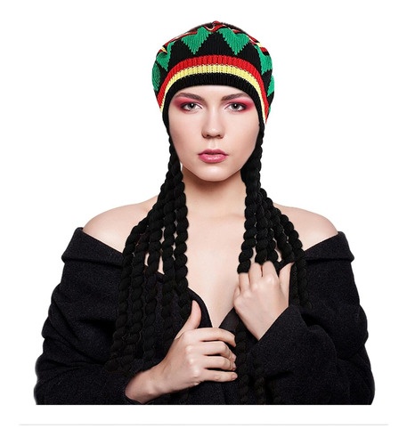 Accesorios Para Gorra Con Rastas,sombrero Peluca Rasta Negra