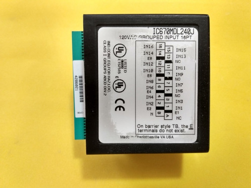 Ge Fanuc Ic670mdl240j 12vac 120vac Grouped Input 16pt (Usado)