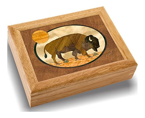 Marqart Wood Art Bison Box - Hecho A Mano En Ee. Uu. - Calid