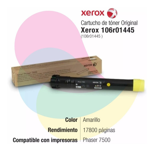 Imagen 2 de 4 de Toner Xerox 106r01445 Amarillo Original Phaser 7500