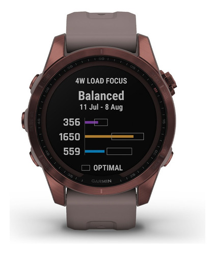 Reloj Smartwatch Fenix 7s Zafiro Solar Titanio Garmin Mapa Color del bisel Bronce oscuro con correa gris pizarra