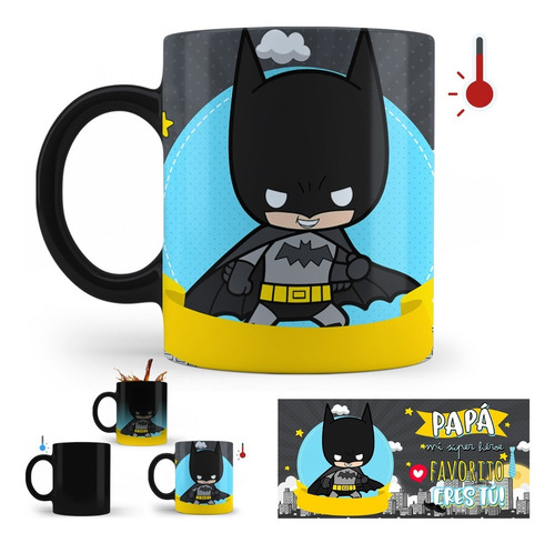 Imagen 2 de 2 de Taza Mágica Batman Día Del Padre | Papá Mi Heroe Regalo