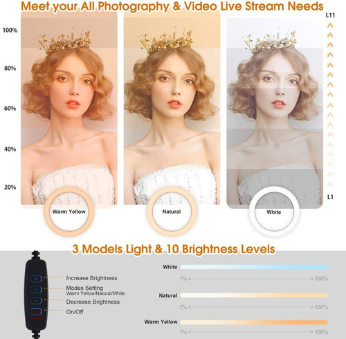 Aro De 26cm Luz Led Celular Foto Video Maquillaje 170 Tripie