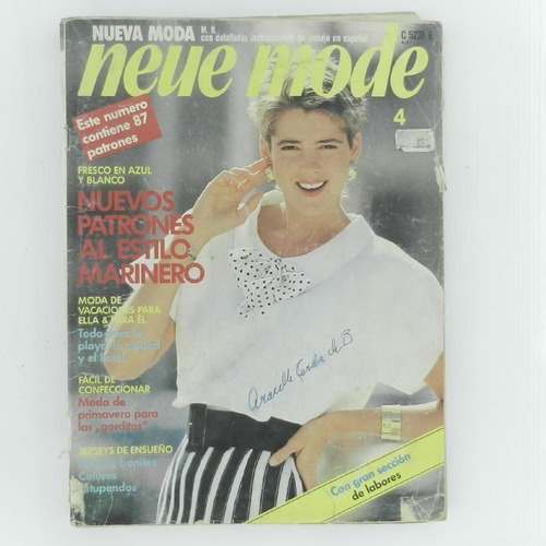 Revista Neue Mode N°4 Abril 1987 Contiene 87 Patrones