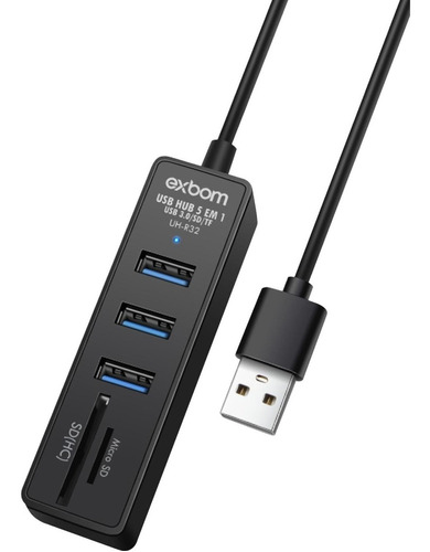 Adaptador Hub 5 Em 1 Porta Usb 3.0 Leitor De Cartão Micro Sd