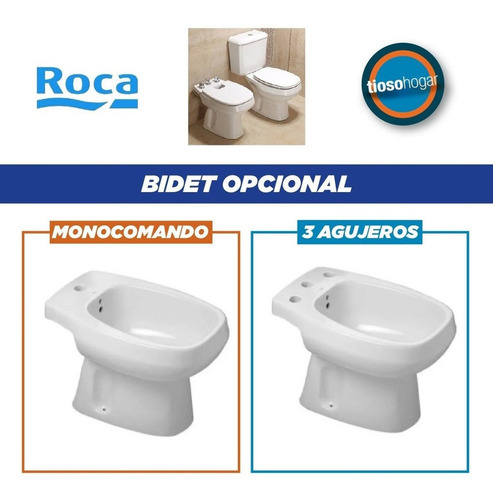 Imagen 5 de 10 de Juego Sanitarios Roca Monaco Inodoro Mochila Bidet Tap Tioso