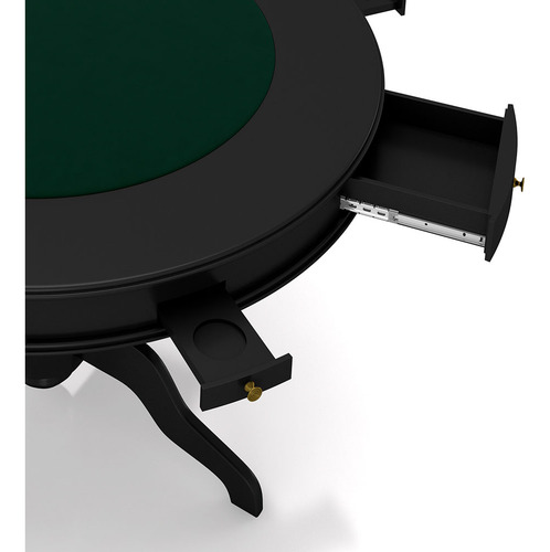 Mesa Jogos Carteado 4l Gavetas Tampo Reversível Preto/verde