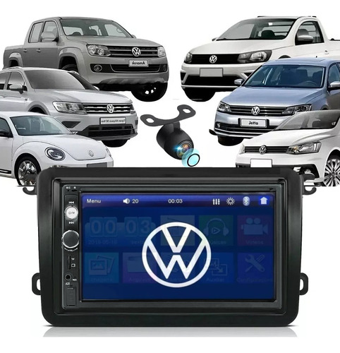 Central Multimidia Mp5 G7 G8 2 Din Vw + Moldura + Câmera Ré