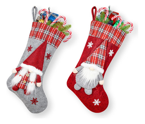 Decfine Juego De 2 Calcetines De Navidad Personalizados 3d D