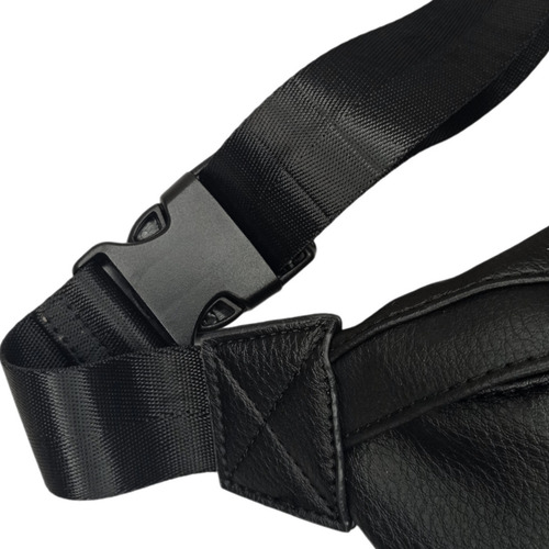 Riñonera Lexico L419 Eco Cuero Premium Bolsillo Cierre Metal Color Negro Diseño De La Tela Lisa