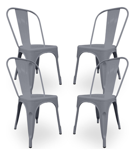 Set De 4 Sillas Tolix Metal Comedor Vintage Hogar - Bellair Estructura De La Silla Gris