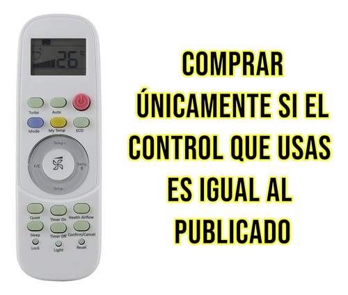 Control Minisplit Para Mabe Modelo Mmt12cabwcaaxm8