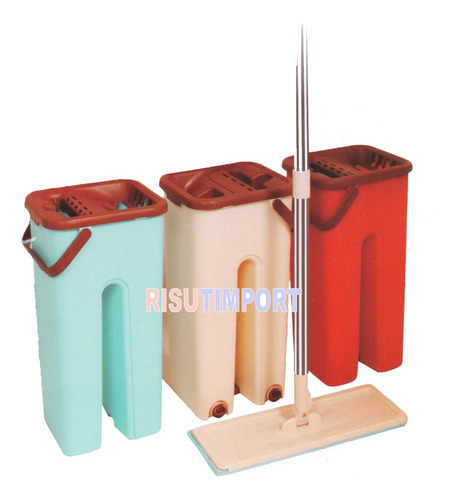 Trapeador Plano Escurridor Balde + 2mopas De Microfibra