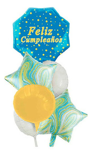 Set De Globos Metalicos Cumpleaños Azul 6pcs