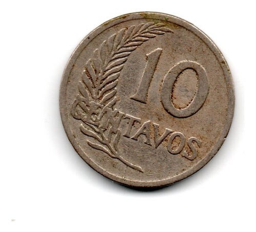 Peru Moneda 10 Centavos Año 1921 Km#214.1