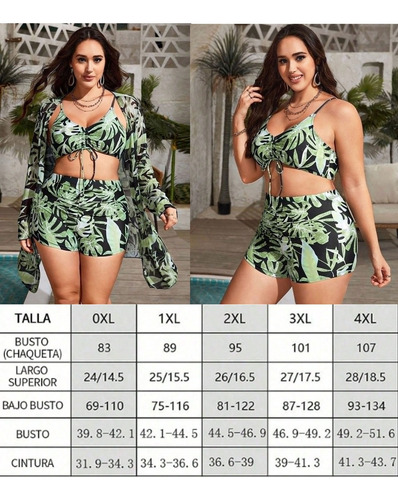 3 Piezas Traje De Baño Mujer De Talla Grande Playa Y Kimono
