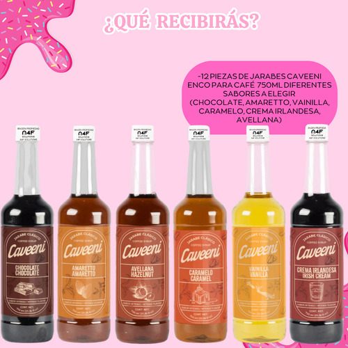 Kit Jarabe Para Cafe Caveeni Enco 750ml 12pz Elegir Sabores