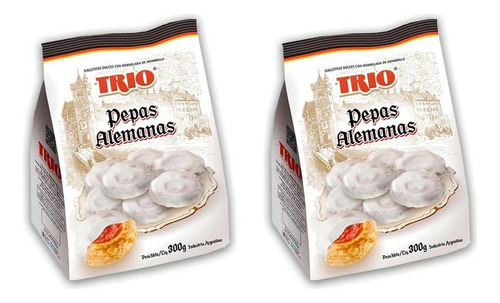 Pack X2 Galletitas Dulces Pepas Alemanas Trio Membrillo 300g