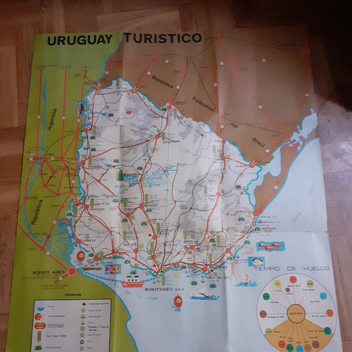 Mapa Turistico De Uruguay 65x58 Dir.nacional De Turismo