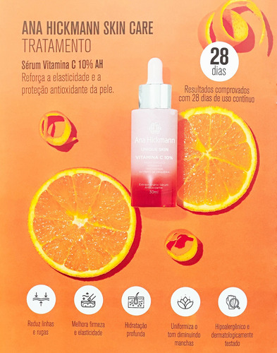 Serum Vitamina C Unique Skin 30ml Ana Hickmann Tom Do Primer Coral-claro