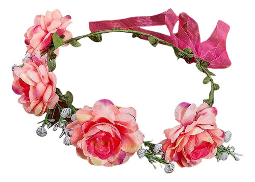 Cintillo Corona De Flores Mujer O Niña En Tonos Rosa Boho