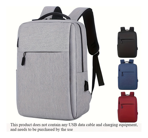 La Mochila Gris Oscuro Con Puerto Usb Tiene Un Amplio Espacio