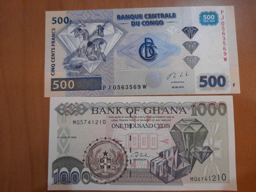 Billetes Congo Y Ghana Minas  Diamantes