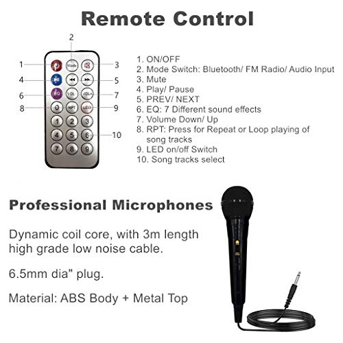 Maquina Karaoke Bluetooth 2 Microfono Inalambrico Mando Mp3